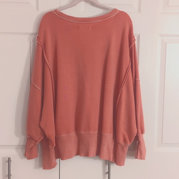 Free People We The Free Camden Sweatshirt | Coral | Size Small - Picture 2 of 5